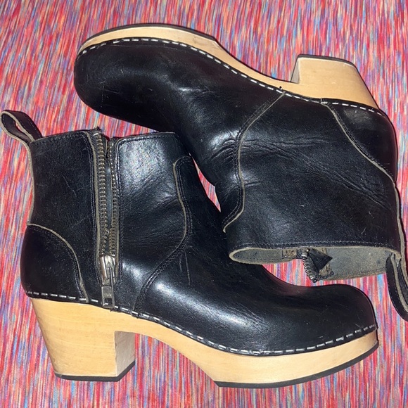 Swedish Hasbeen Zip It Emy 9.5 black clog wooden - Picture 5 of 7